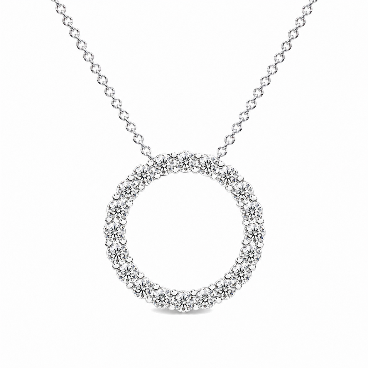 Diamond Open Circle Pendant Necklace