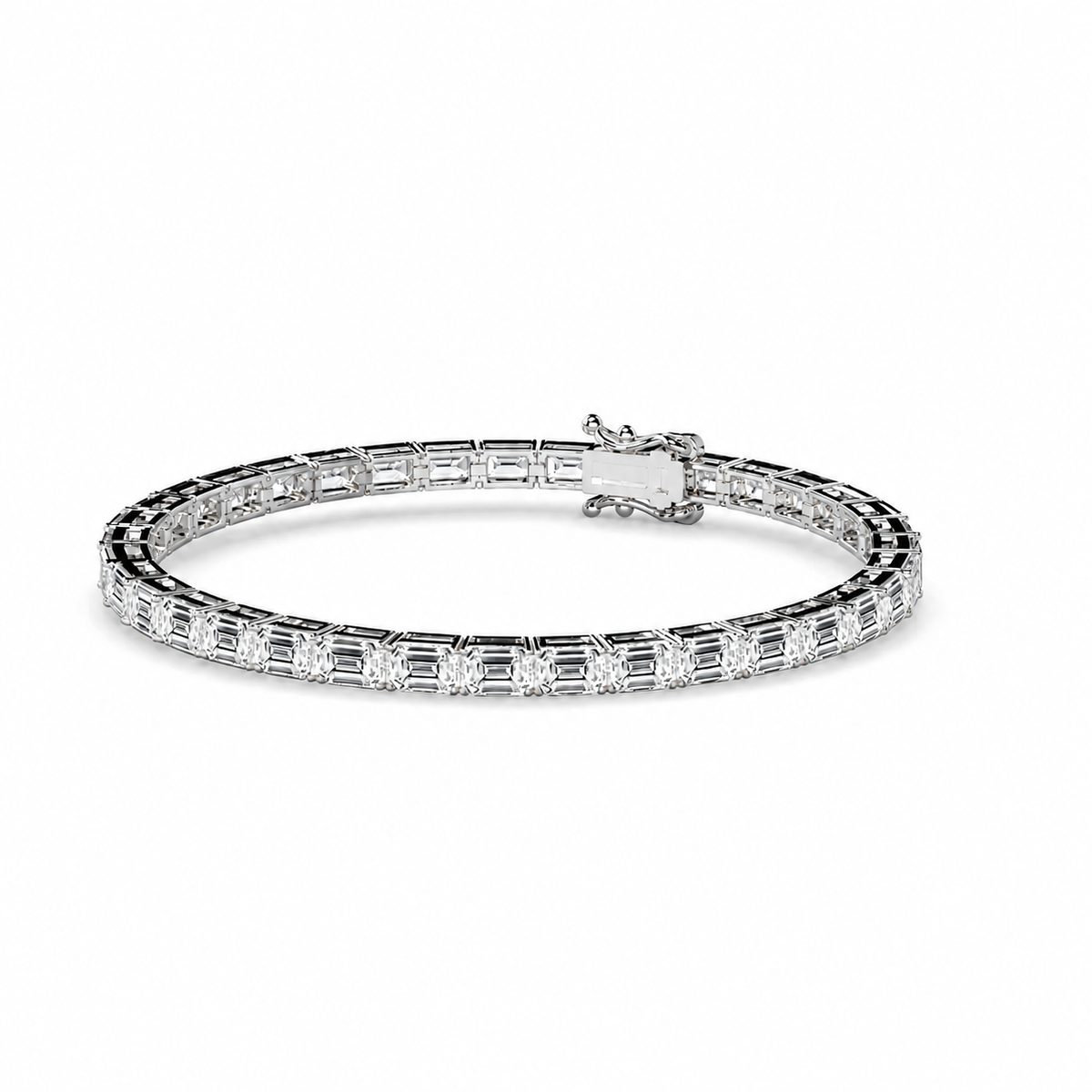 Emerald cut lab Diamond Tennis Bracelet