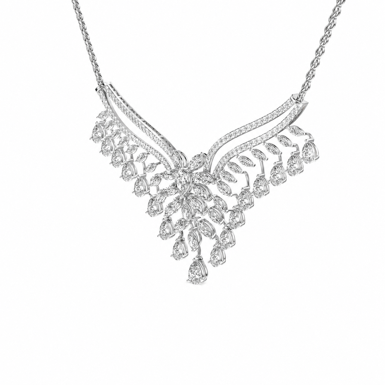Glam of the Queen Diamond Cluster Pendant with Chain