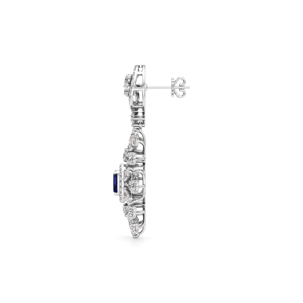 Royal Bloom Blue Sapphire Dangler Earrings