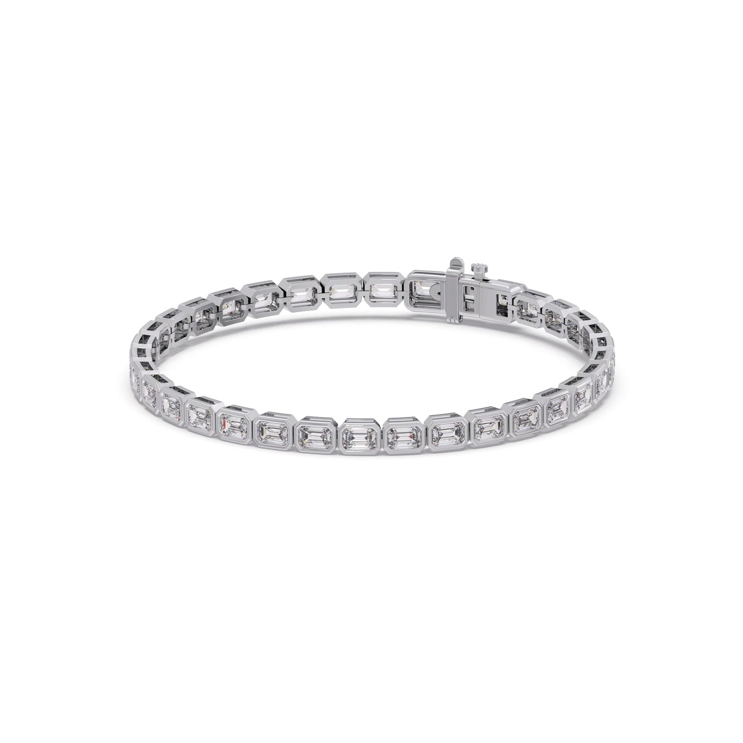 7.01 ct Bezel Emerald Diamond Tennis Bracelet