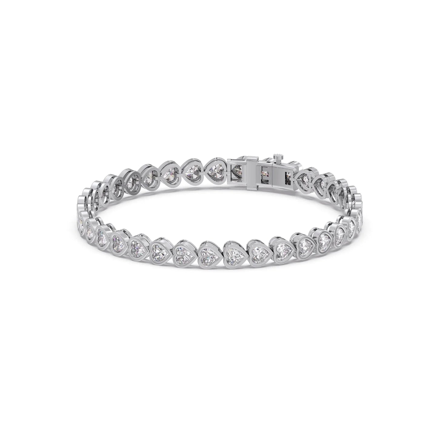 7.11 ct Bezel Heart Diamond Tennis Bracelet