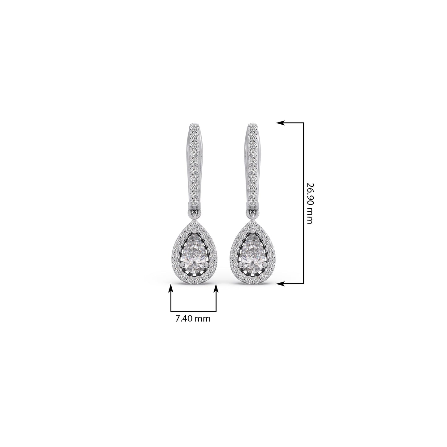 Pear Halo Drop Diamond Earrings