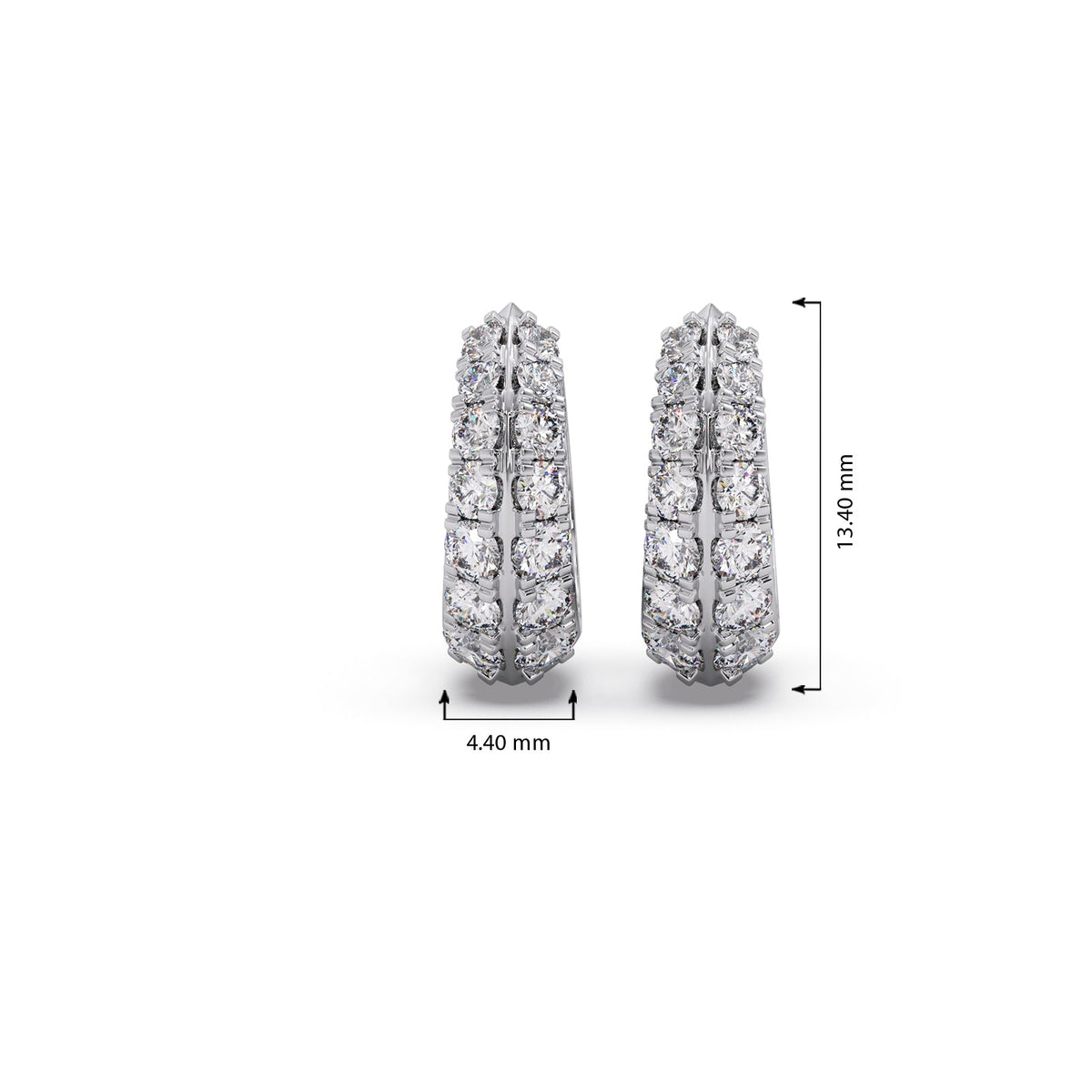 Two-Row Round Diamond Huggie Earrings