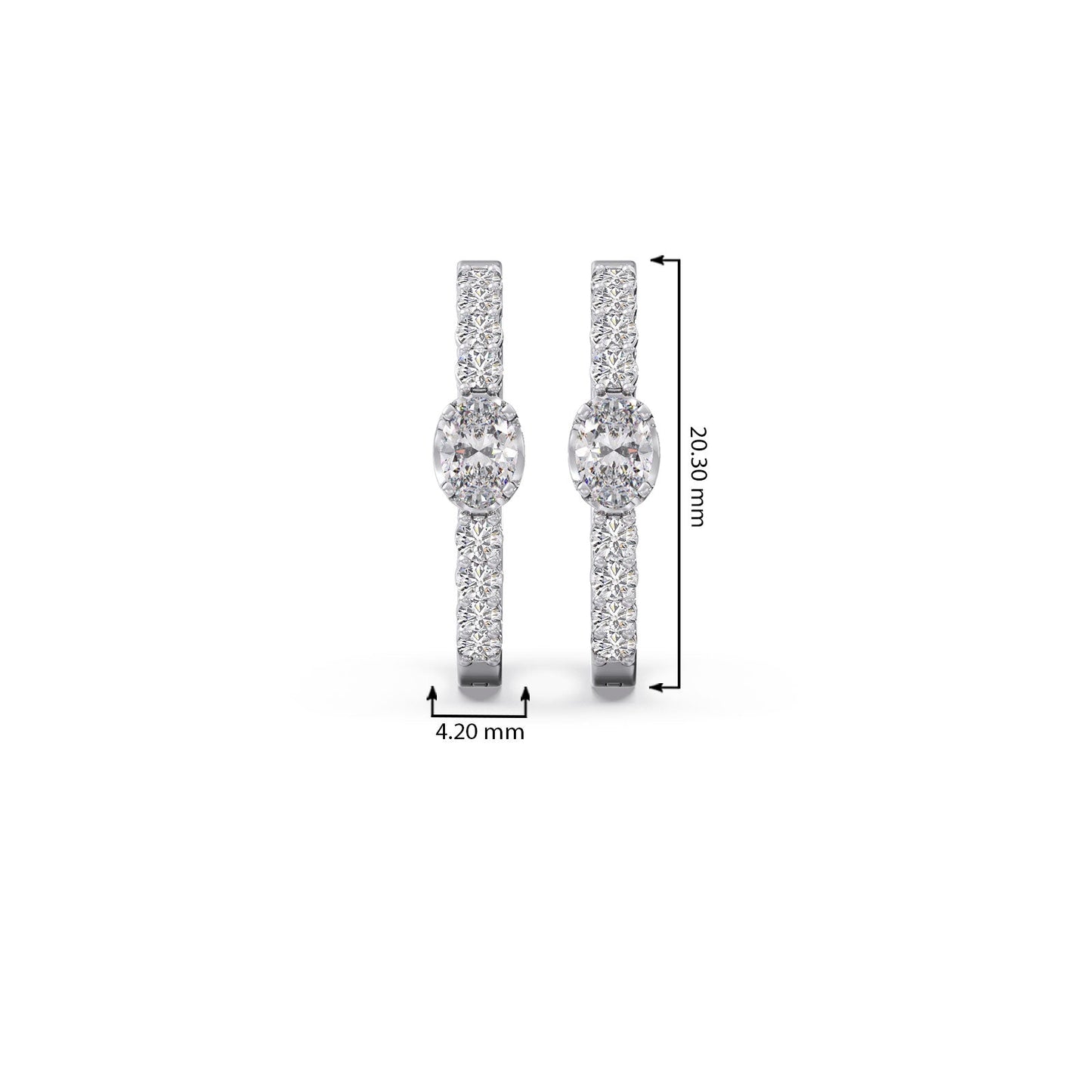 Celeste Oval Solitaire Hoops Earrings
