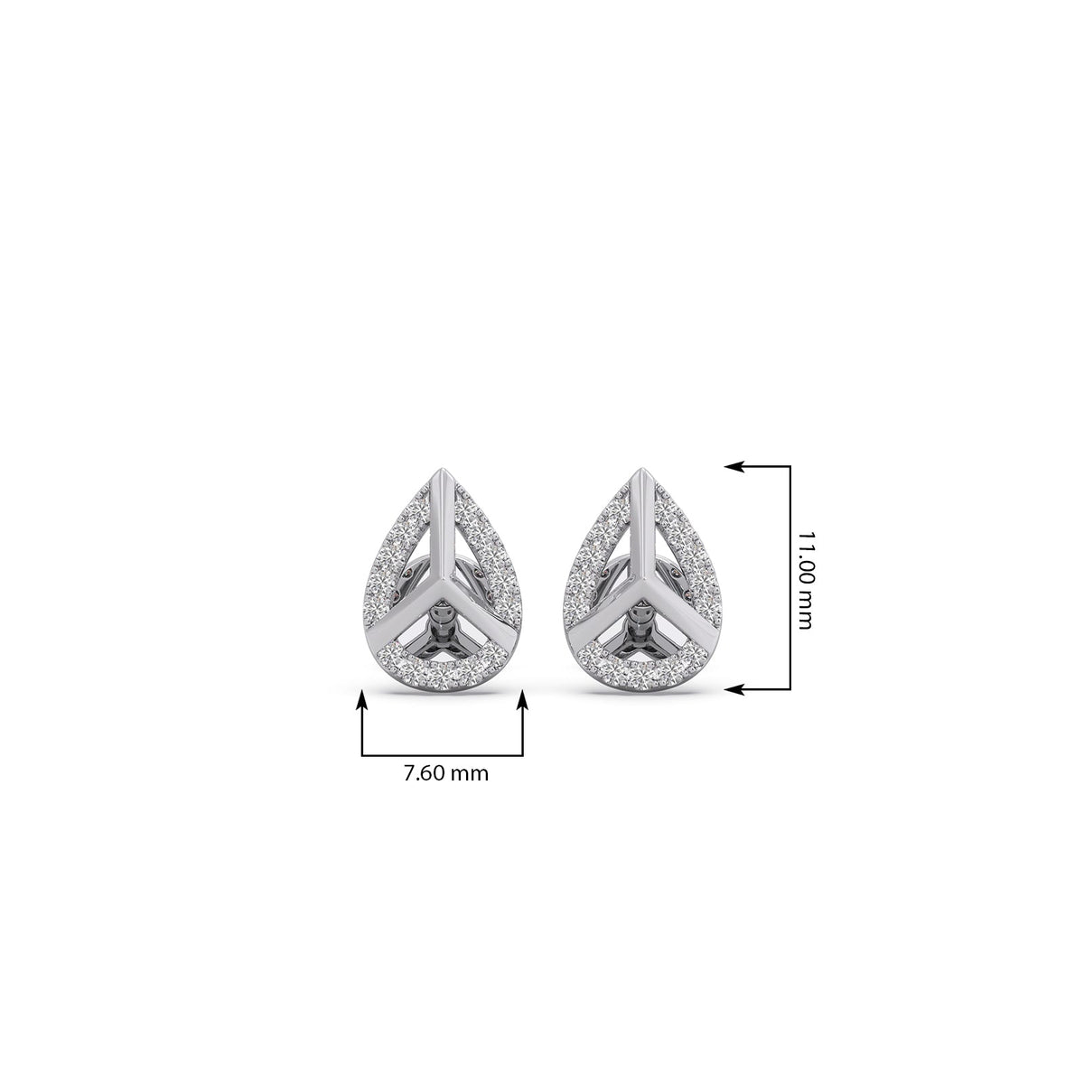 Round Diamond Pear Shape Stud Earrings