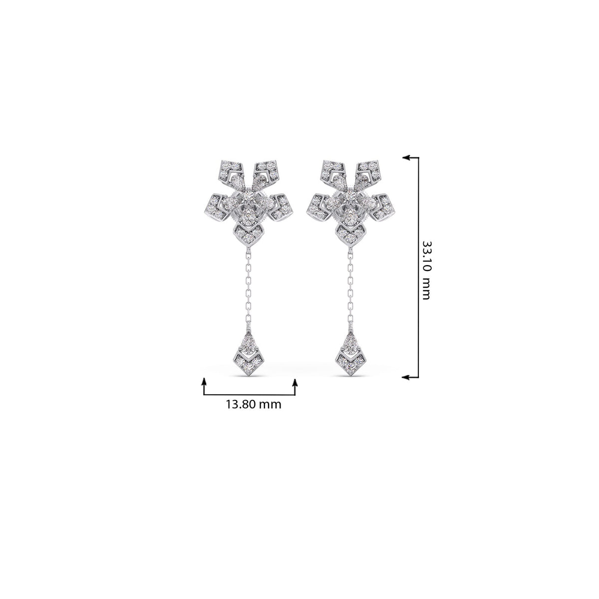 Petalic Round Diamond Dangle Earrings