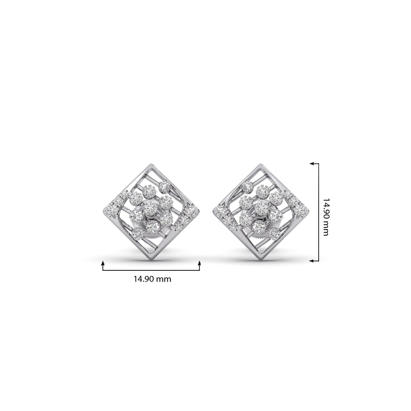 Celestia Square Diamond Stud Earrings