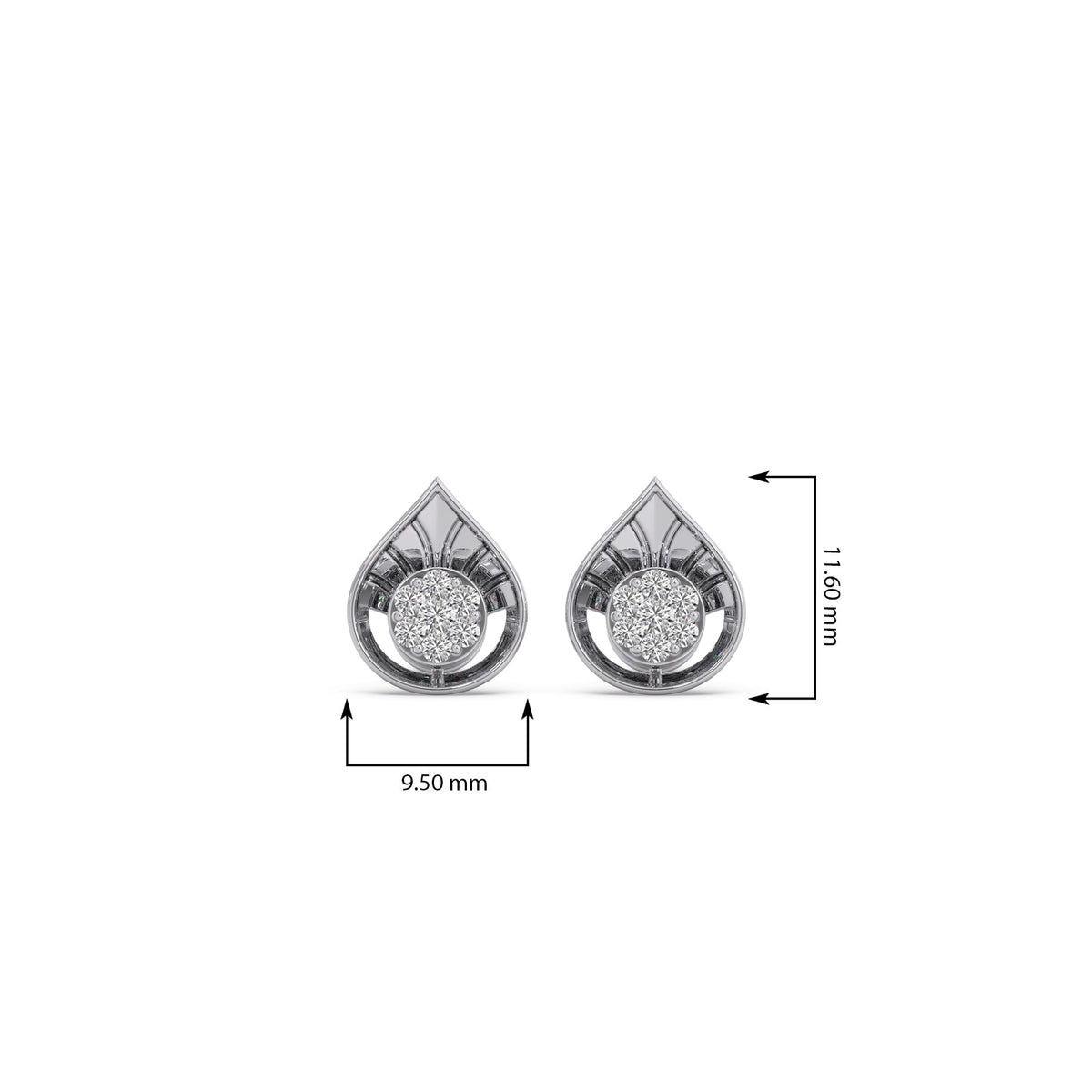 Cluster Drop Diamond Stud Earrings