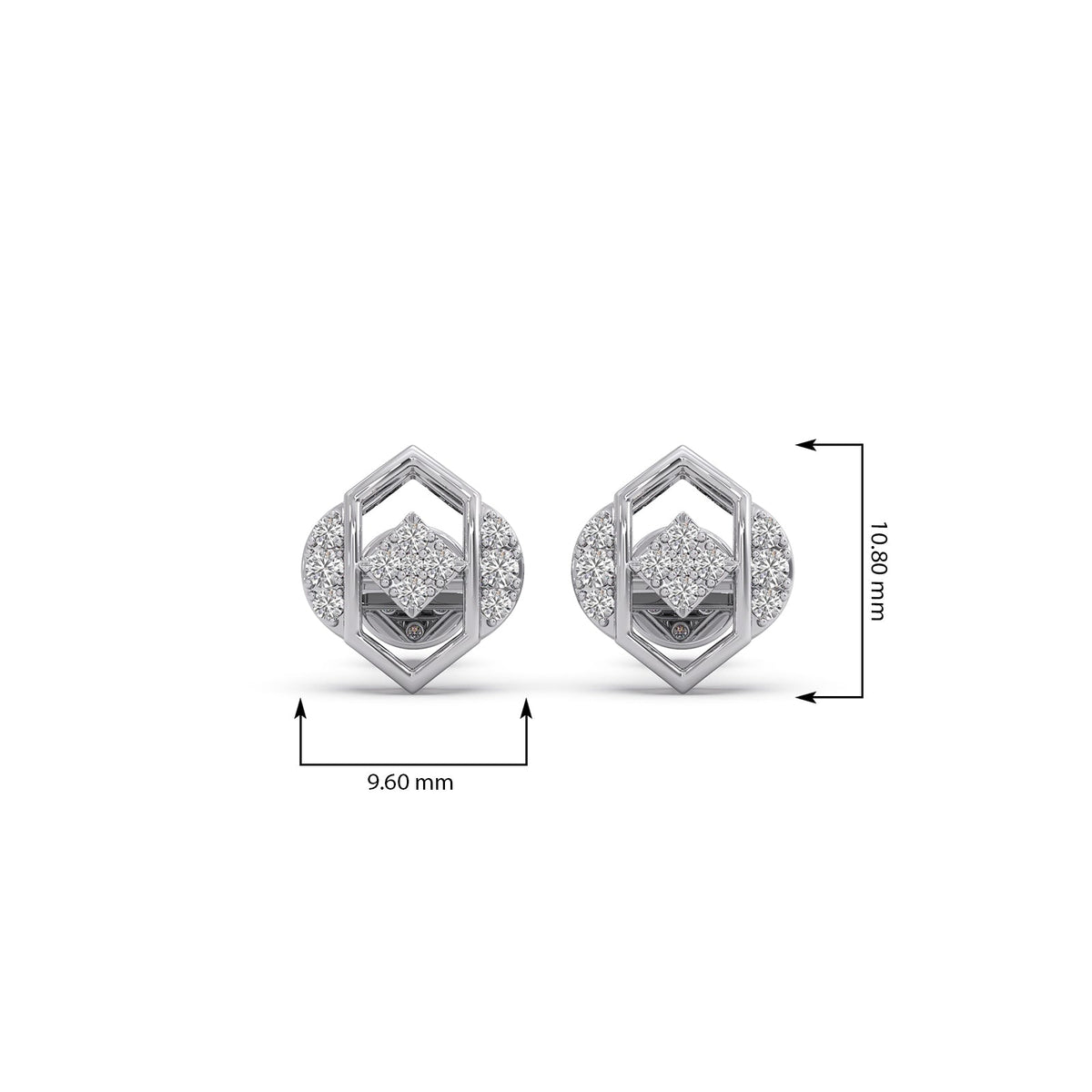 The Hex-Frame Round Diamond Stud Earrings