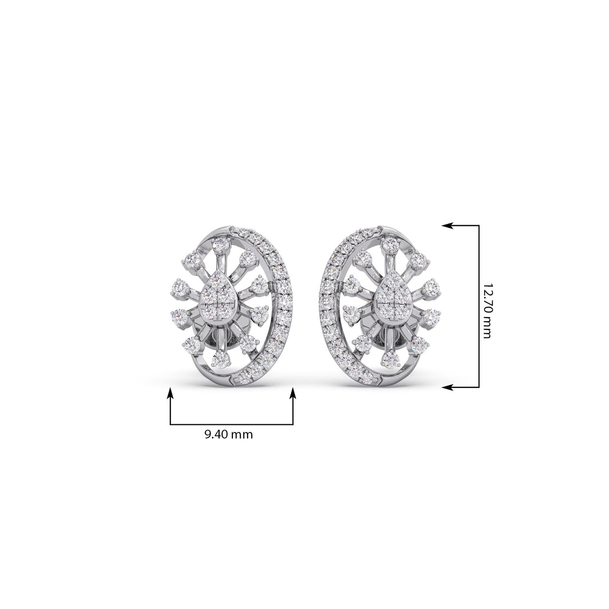 Flare Sunburst Diamond Stud Earrings