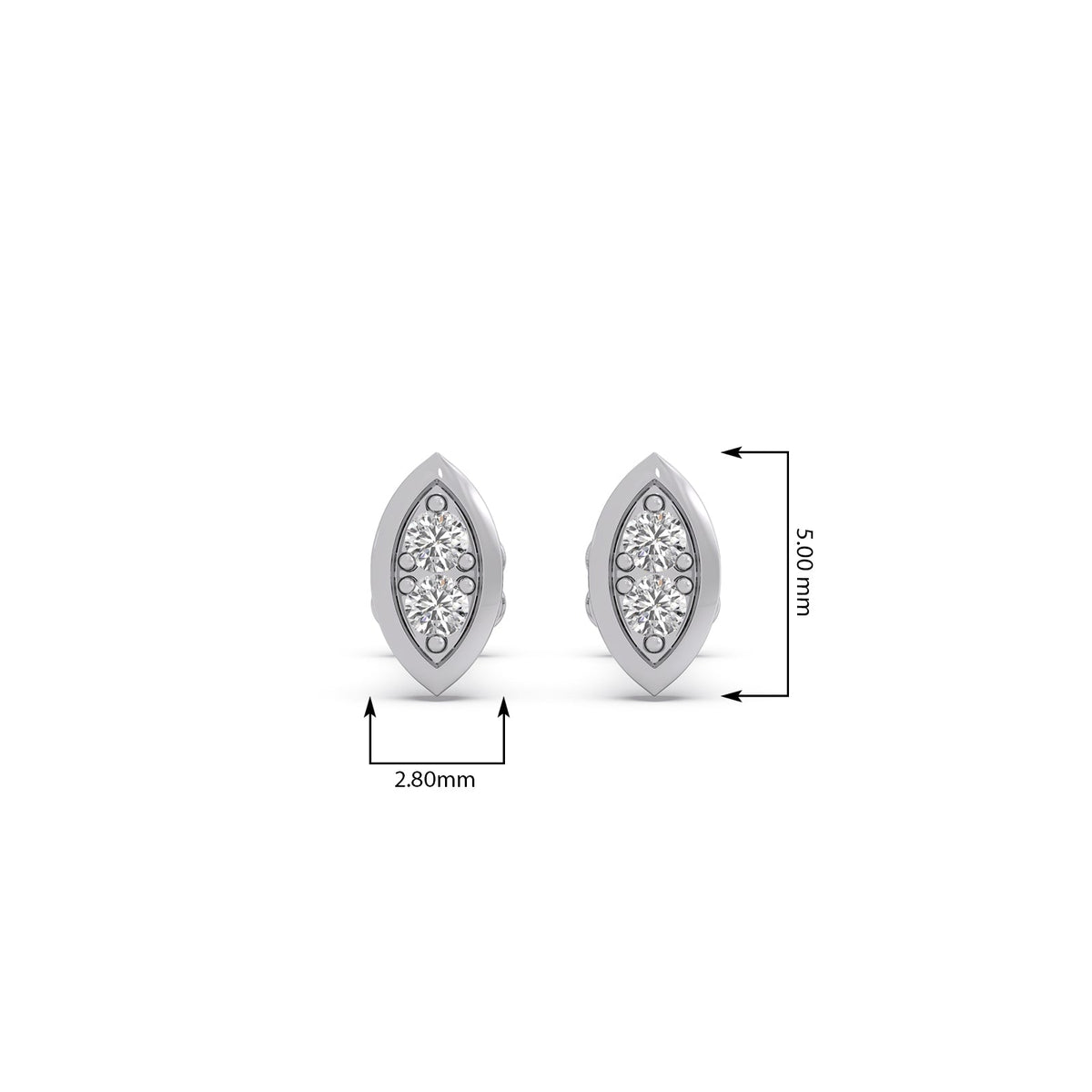 Lanceolate Diamond Stud Earrings
