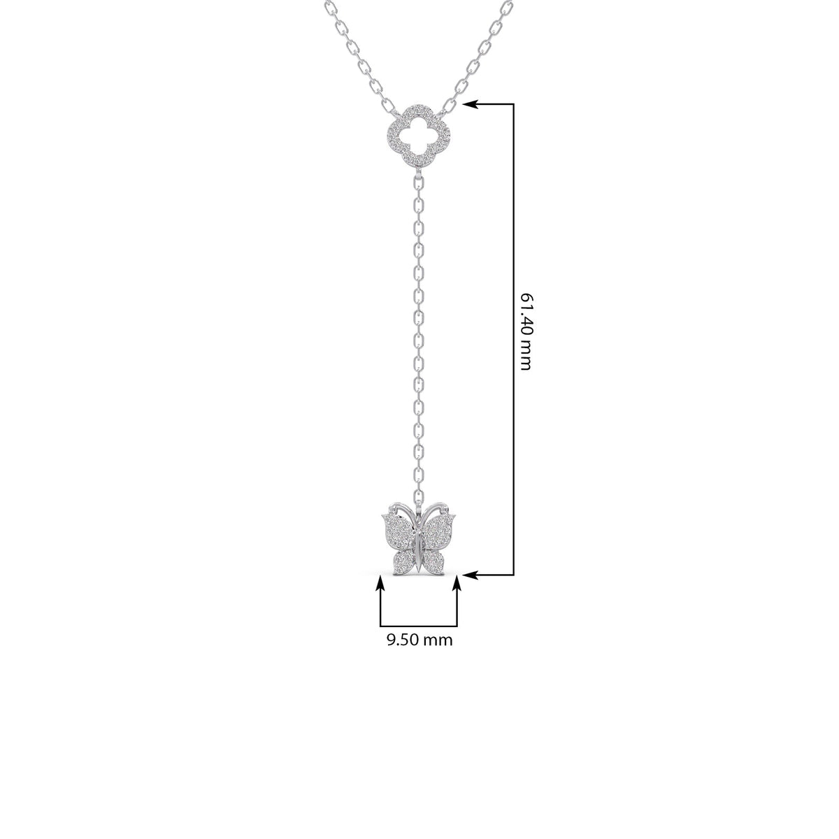 Delicate Diamond Butterfly Drop Necklace