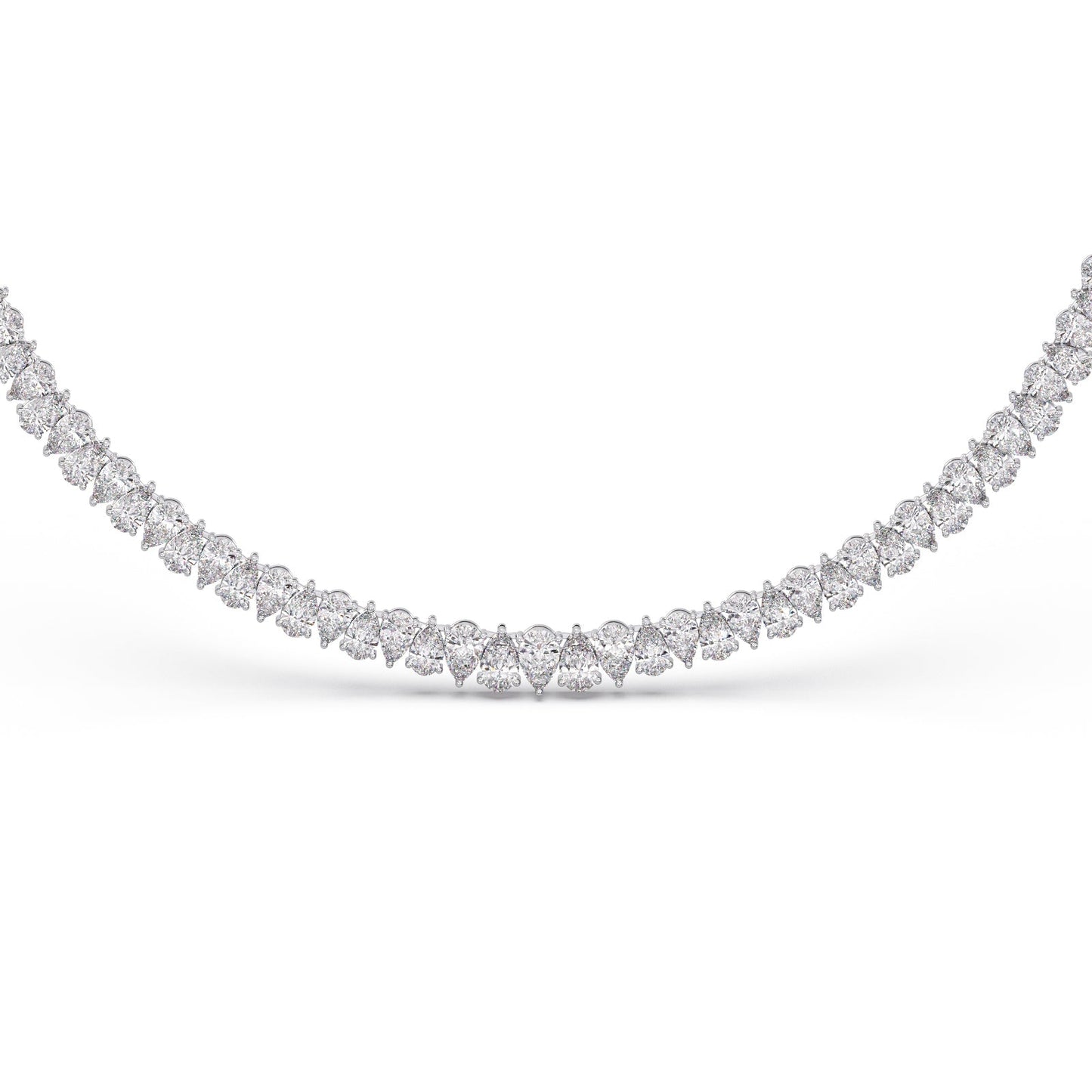 17.6 ct Graduating Pear Diamond Tennis Necklace