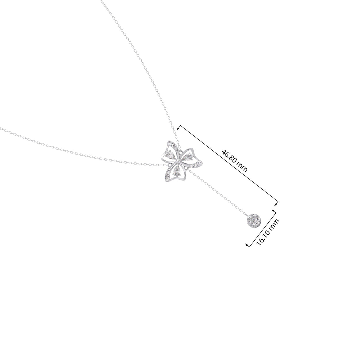 Petal Shine Pear & Round Diamond Necklace