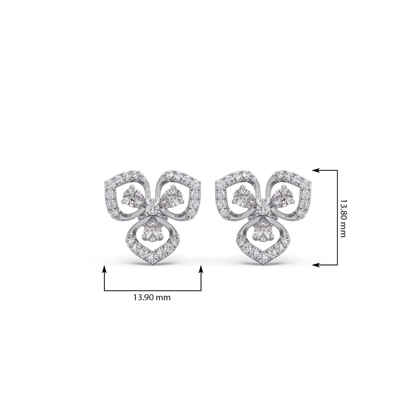 Petal Silhouette Diamond Studs Earring