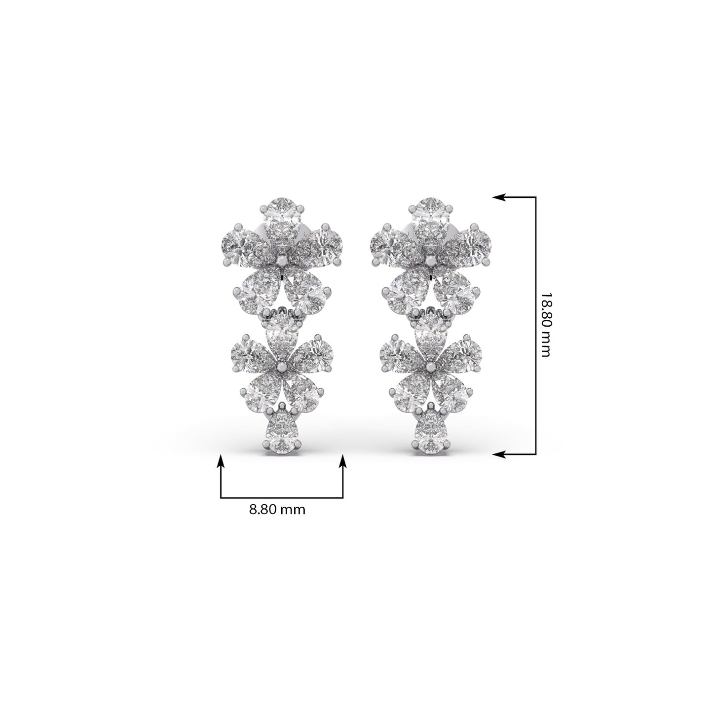 Floret Sparkling Diamond Drop Earrings