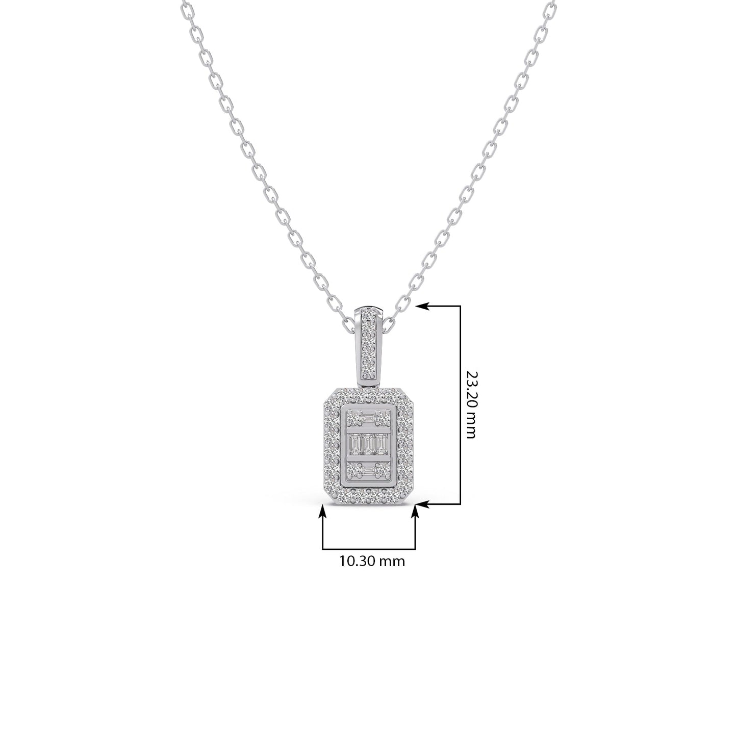 Baguette & Round Diamond Pendant