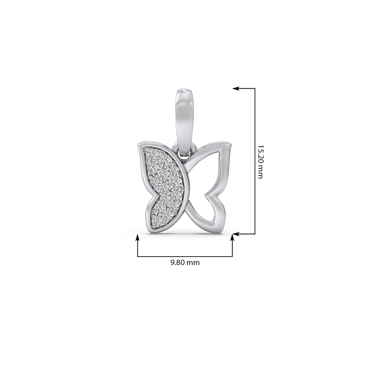 Half Diamond Butterfly Pendant