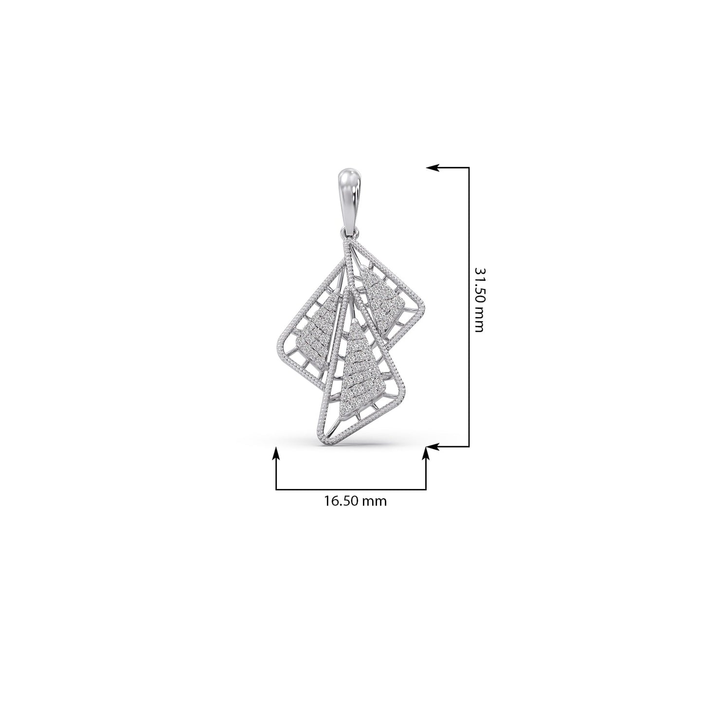 Trio Frame Diamond Pendant Necklace