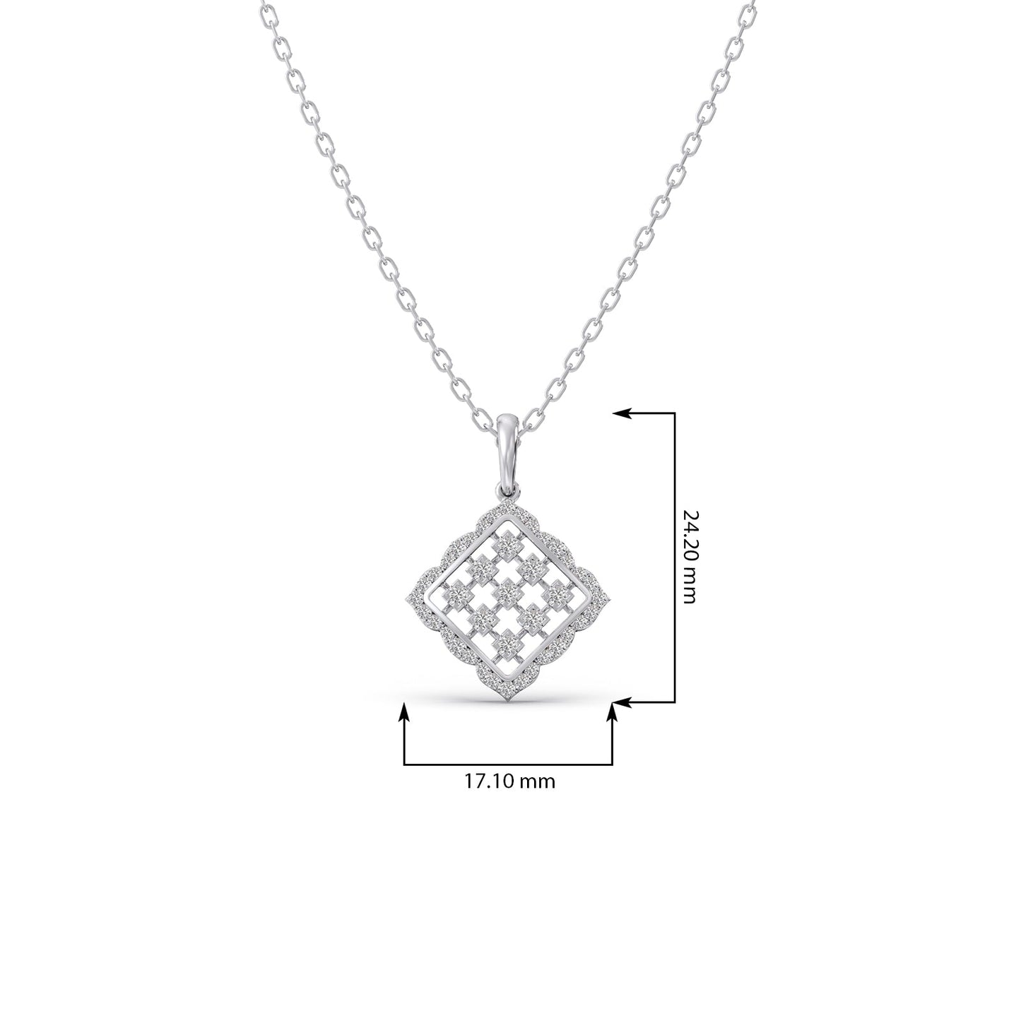 Geometric Grid Diamond Pendant