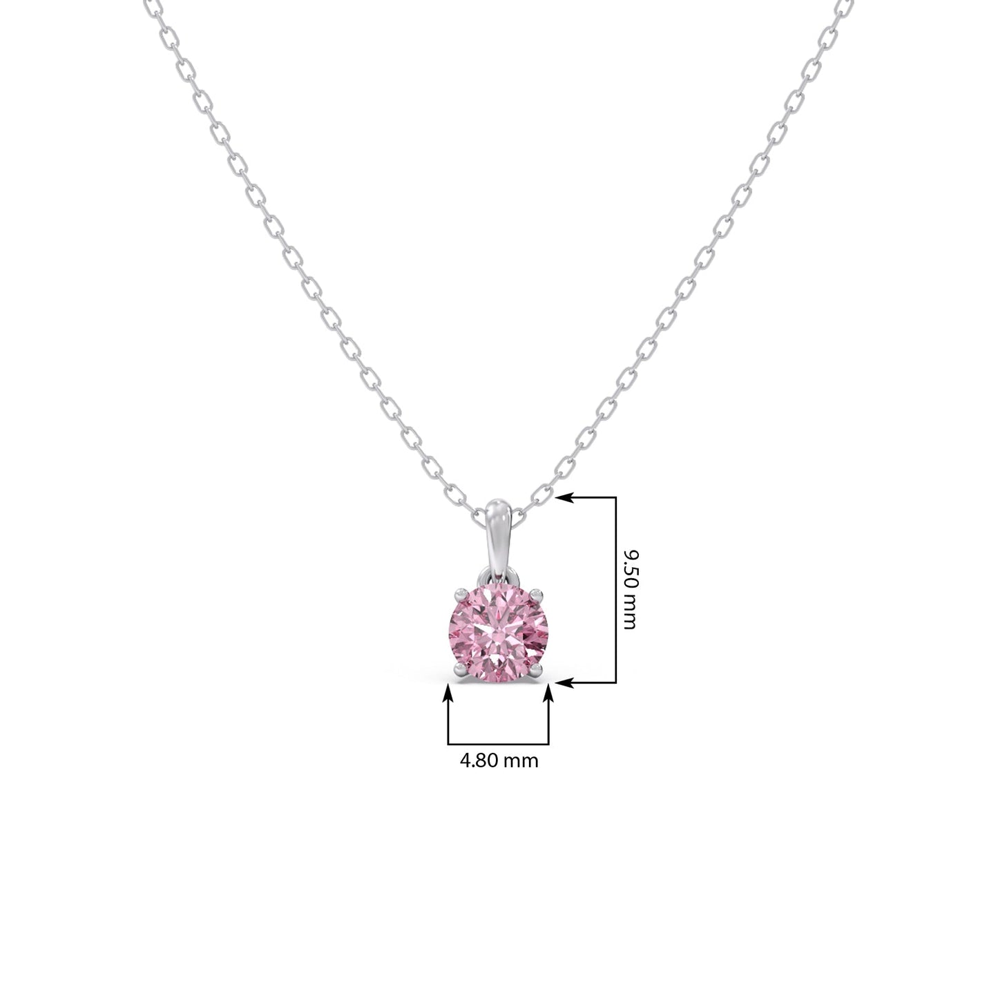 Rose Quartz Colour Round Diamond Pendant