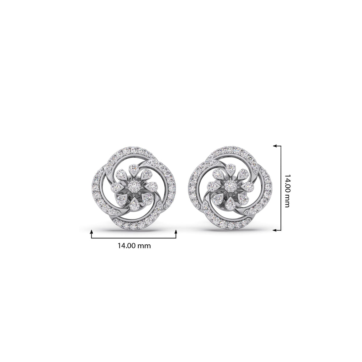 Shimmering Bloom Diamond Stud Earrings