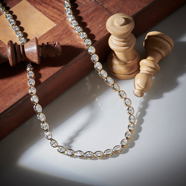 9.05 ct Bezel Oval Diamond Tennis Necklace