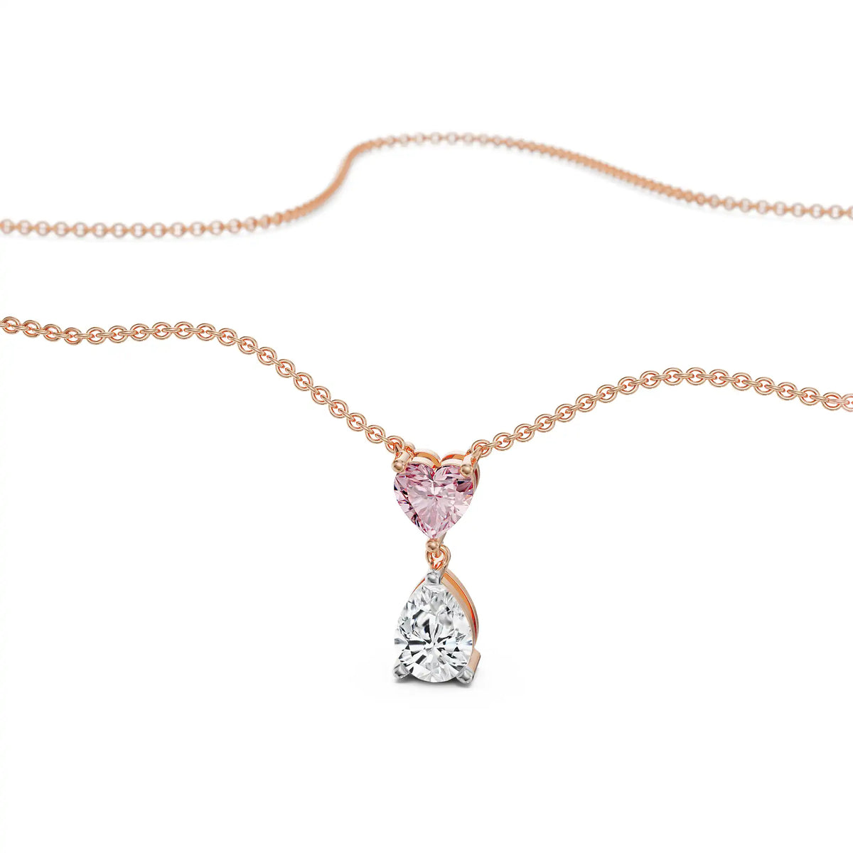 Heart & Pear Lab Grown Diamond Necklace