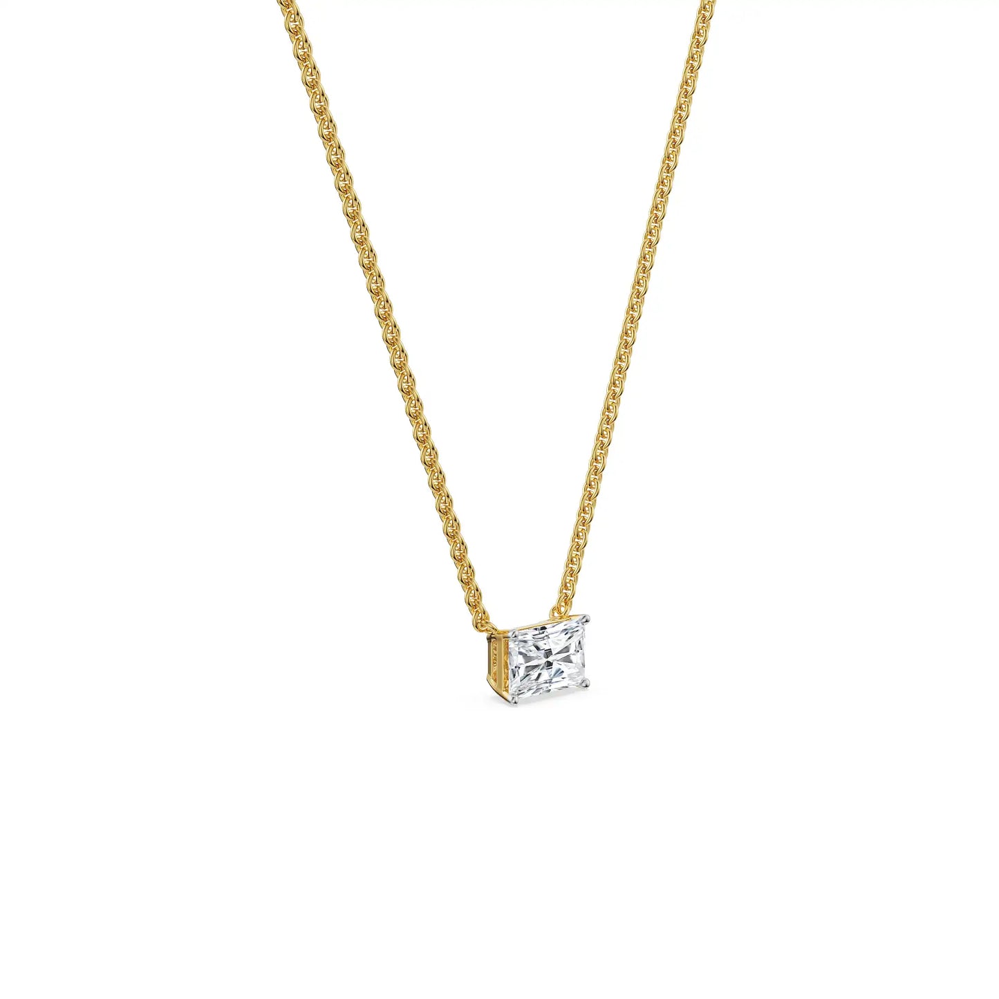 1 CT Radiant Lab Grown Diamond Necklace 9KT