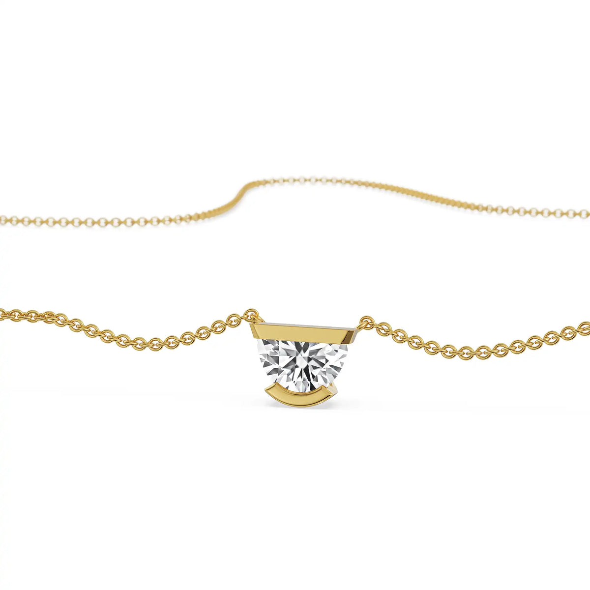 Half Moon Lab Grown Diamond Necklace 9KT