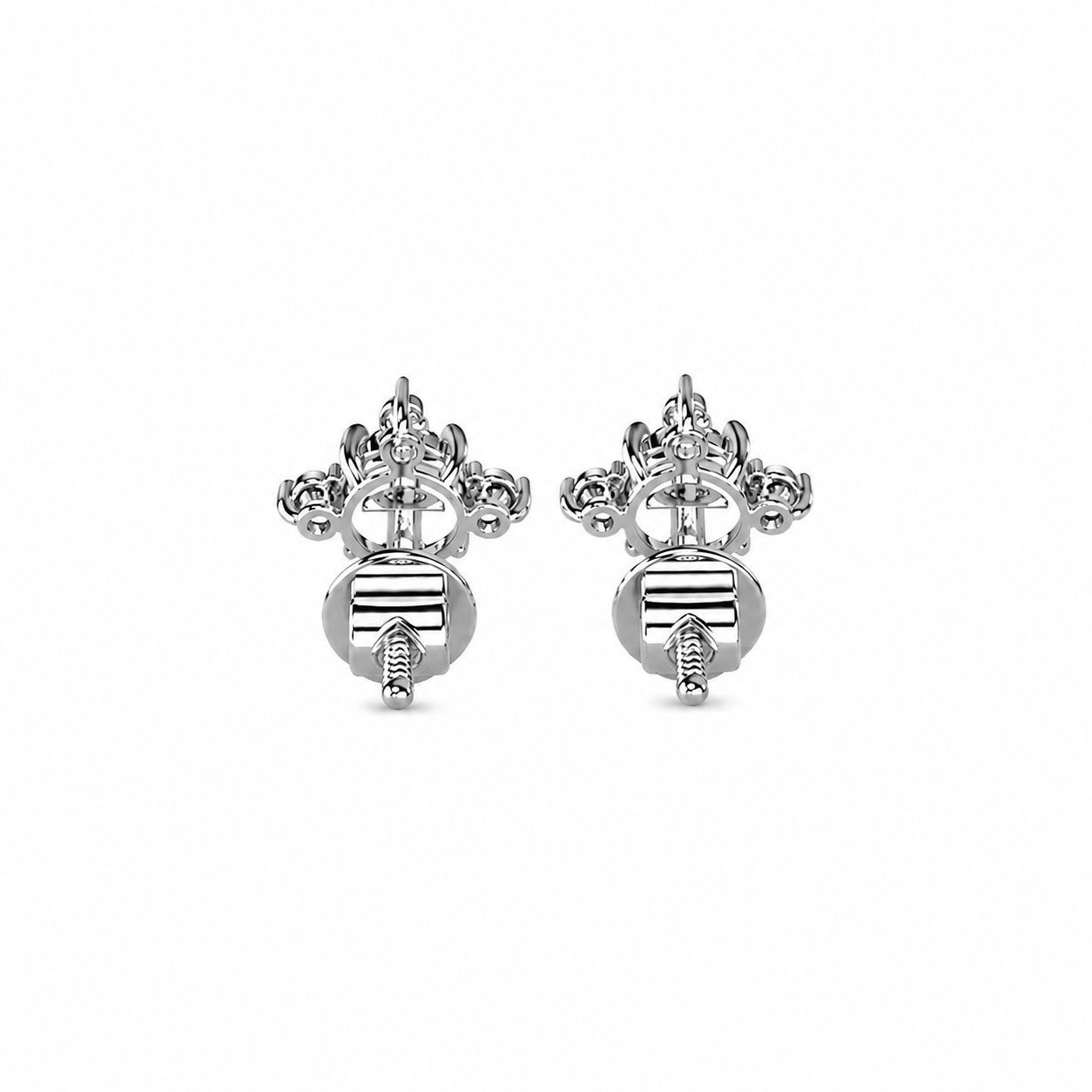Round Cut Diamond Flower Cluster Stud Earrings