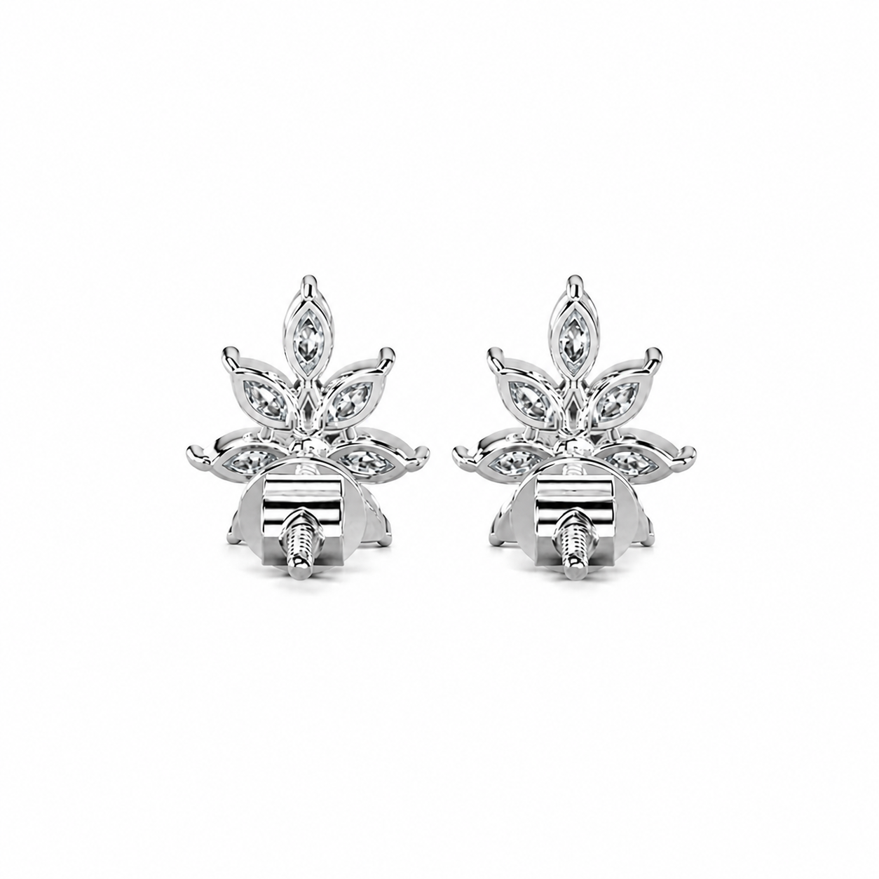 Marquise Diamond Flower Stud Earrings