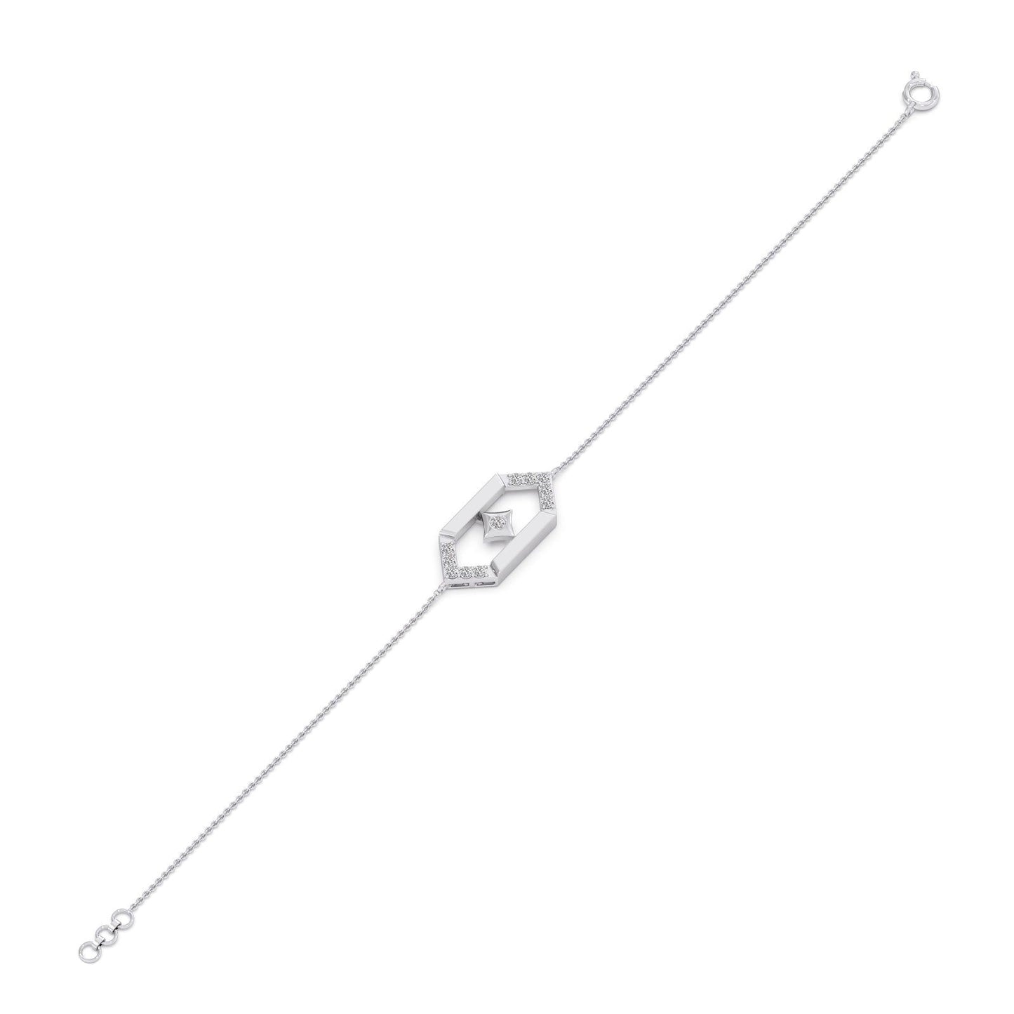 Flutter Diamond Hex Link Chain Bracelet