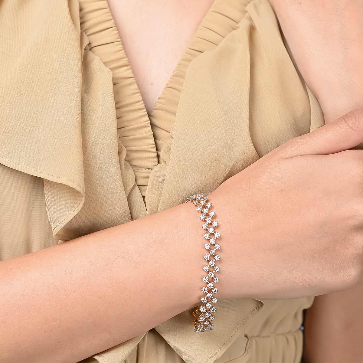 Clustered Diamond Mesh Wide Bracelet