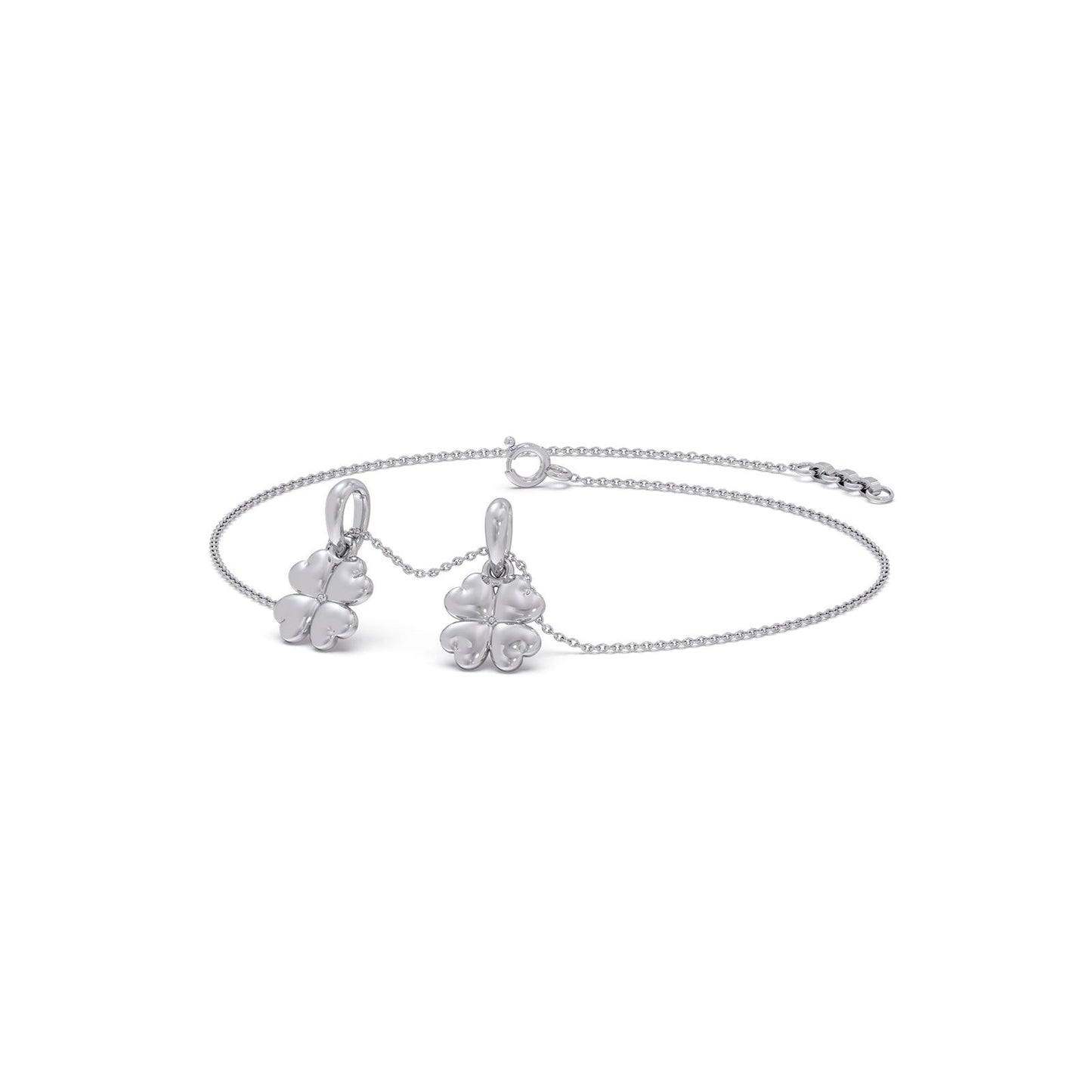 Floral Charms Plain Gold Chain Bracelet