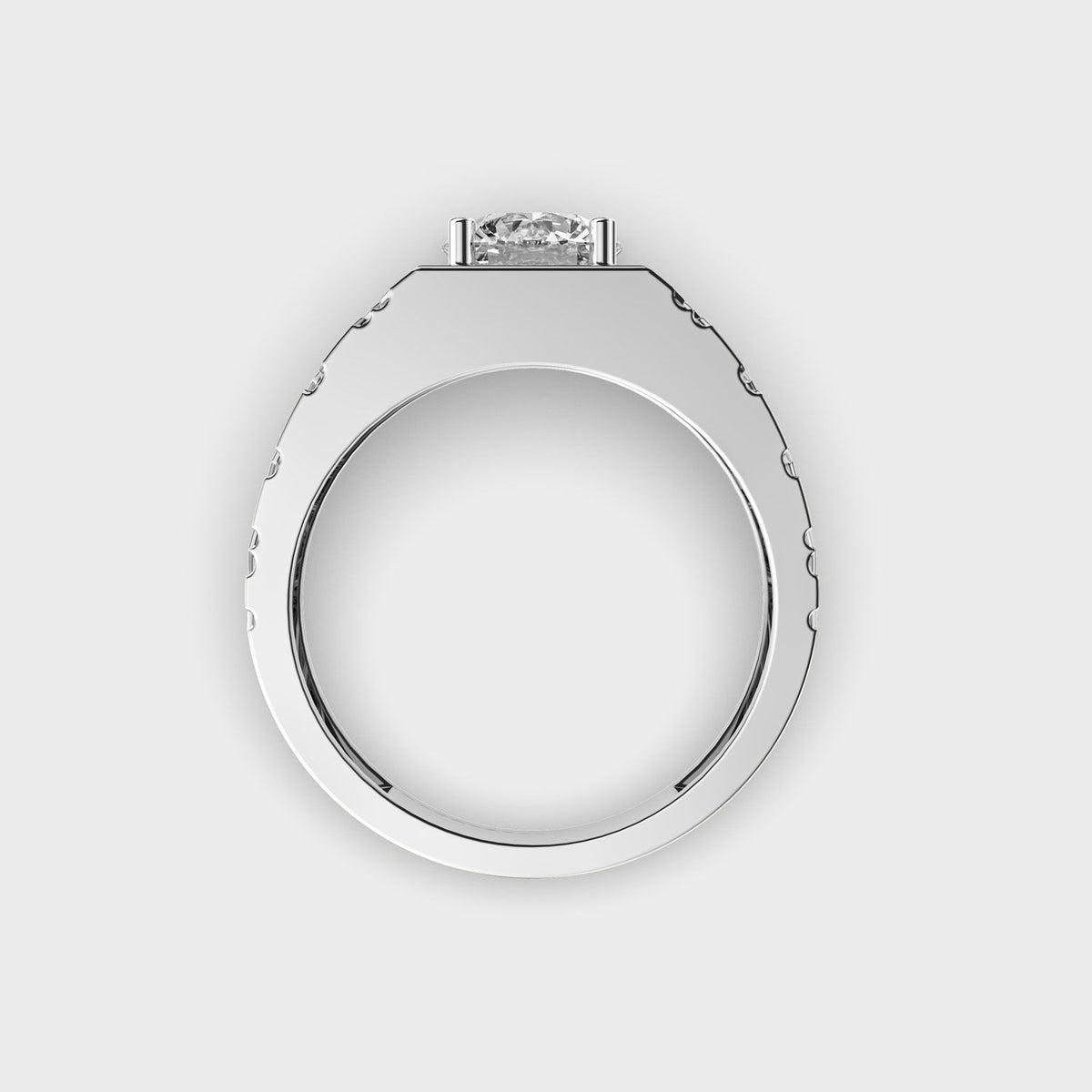 Quilted Solitaire Diamond Ring For Men - View 9