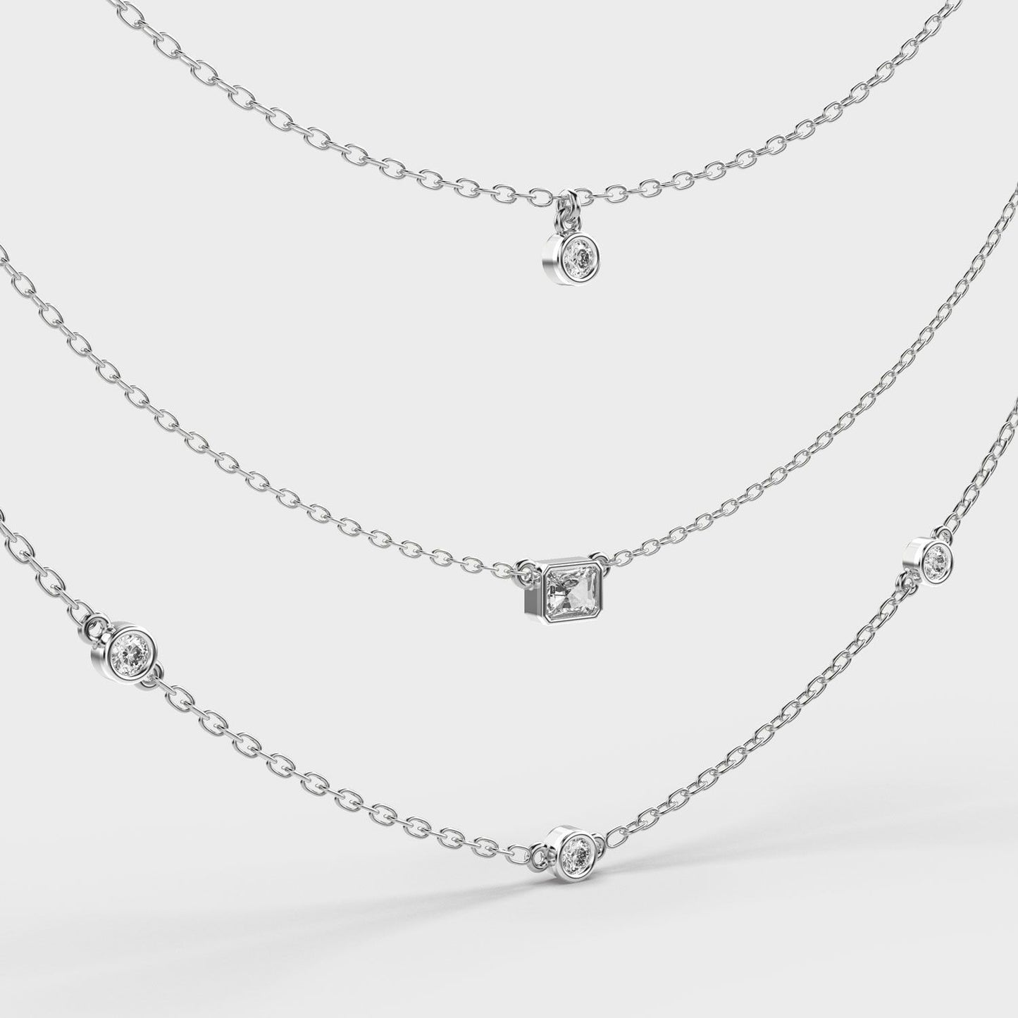 Three Layer Showcase Diamond Necklace