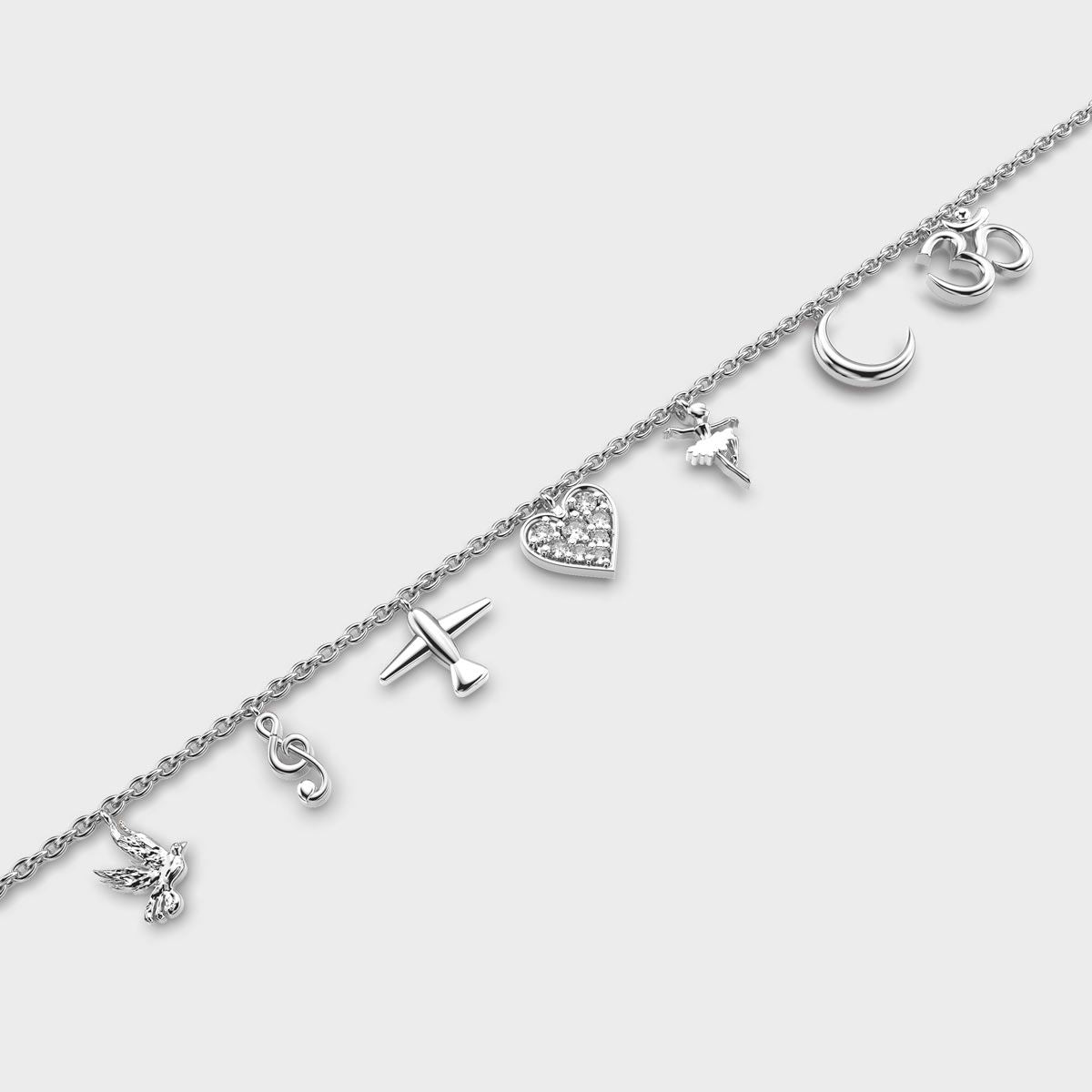 Personalised Mixed Diamond Charm Bracelet