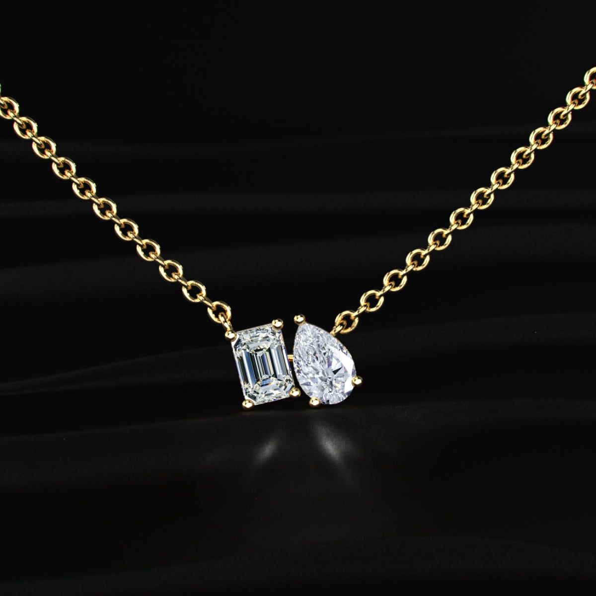 Toi Et Moi Emerald And Pear Necklace