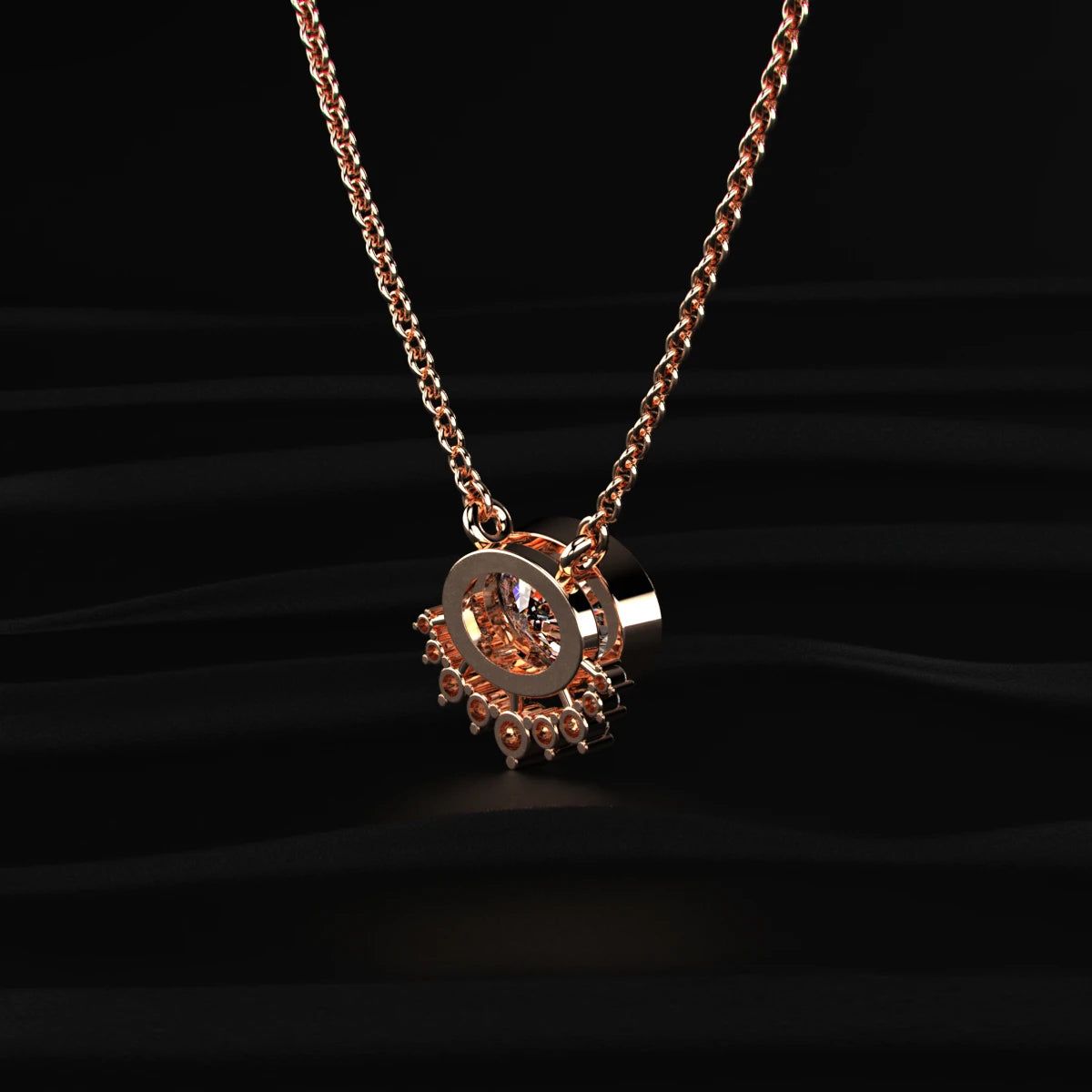Oval Shape Diamond Half Halo Necklace