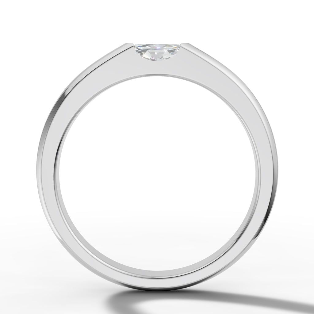 Sleek Horizontal Marquise Solitaire Band Ring