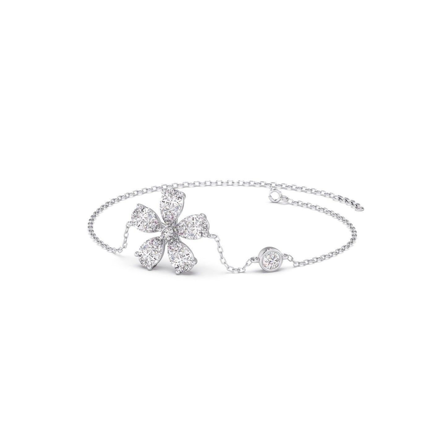 Delicate Floral Round Diamond Bracelet