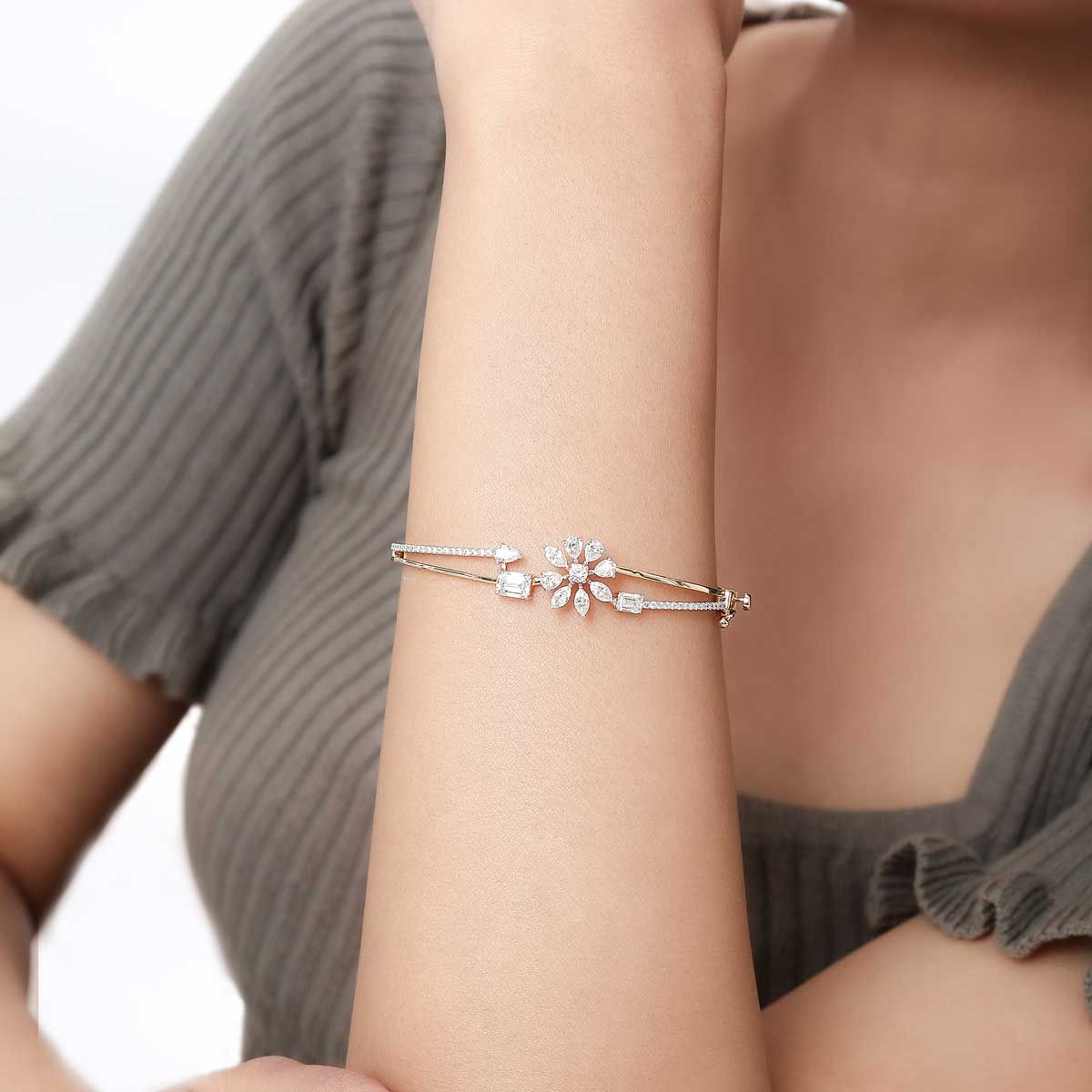 Floral Charm Diamond Bracelet