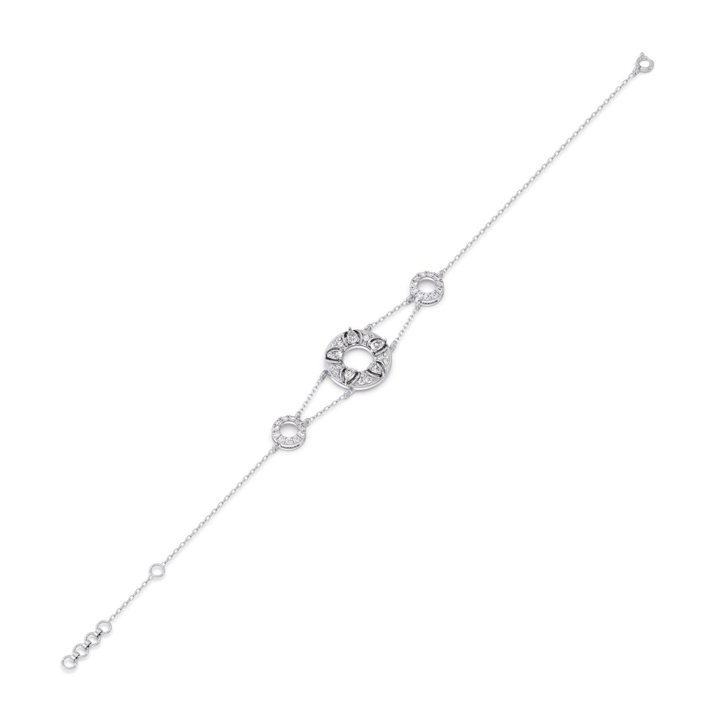 Round Diamond Triple Circle Bracelet