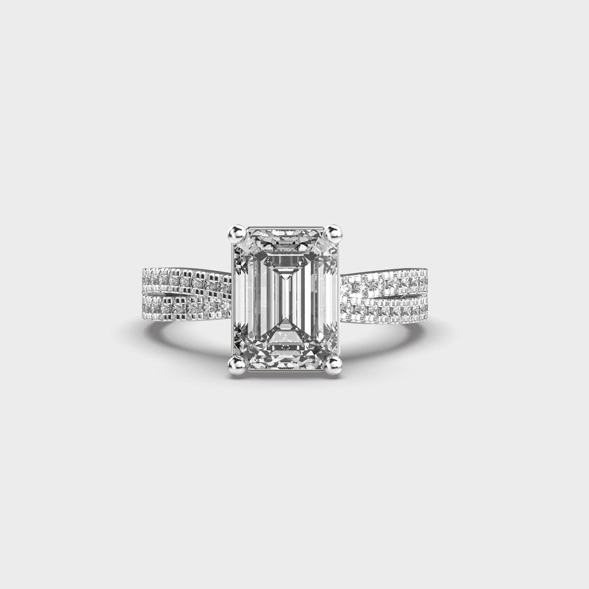 Elvira Emerald Cut Diamond Ring - View 38