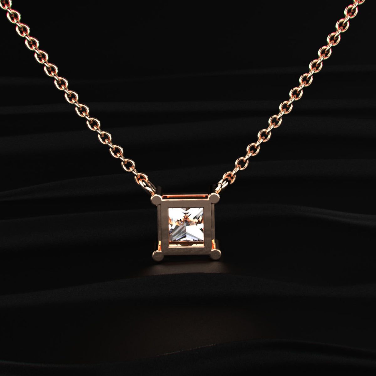 Princess-Cut Solitaire Necklace