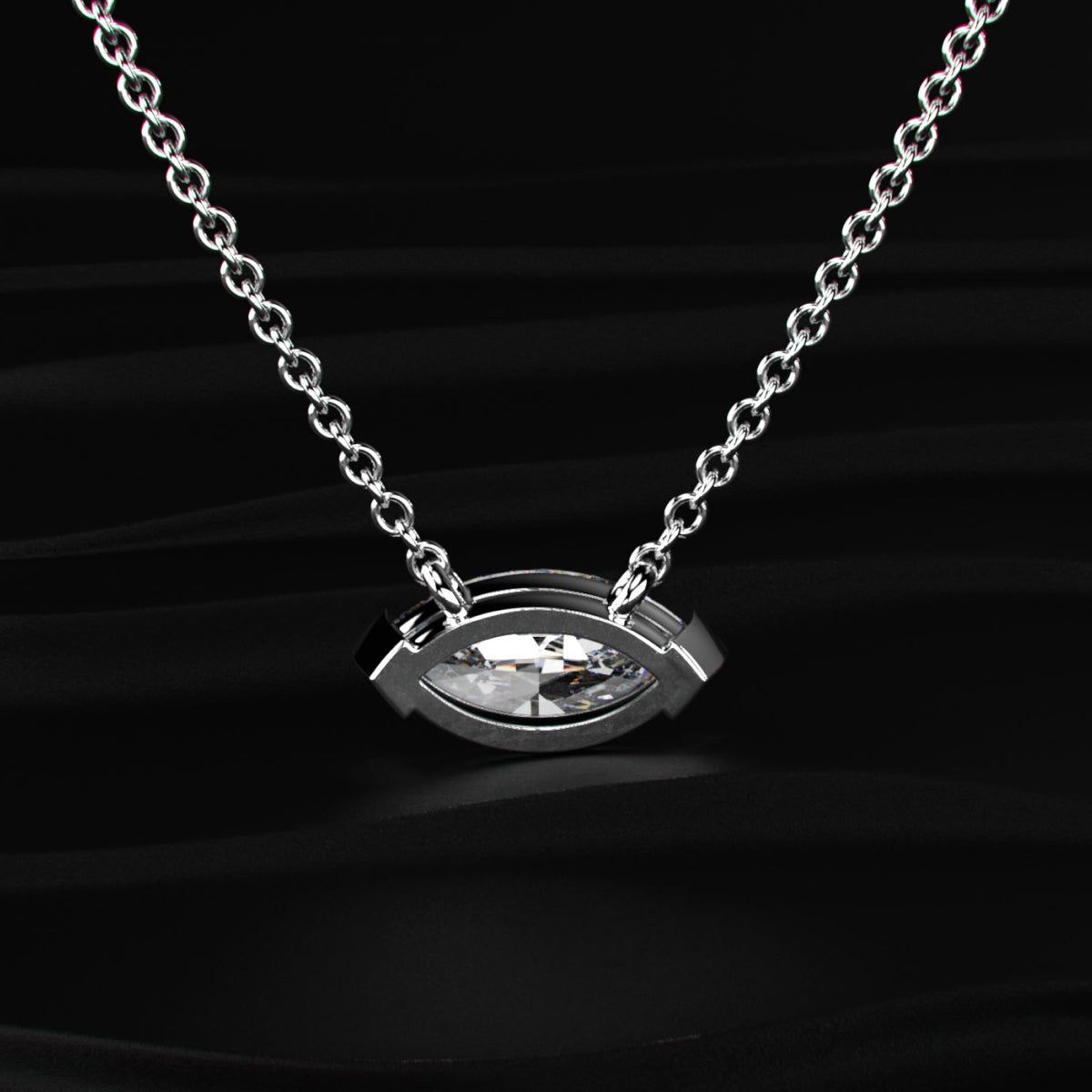 East West Marquise Solitaire Necklace