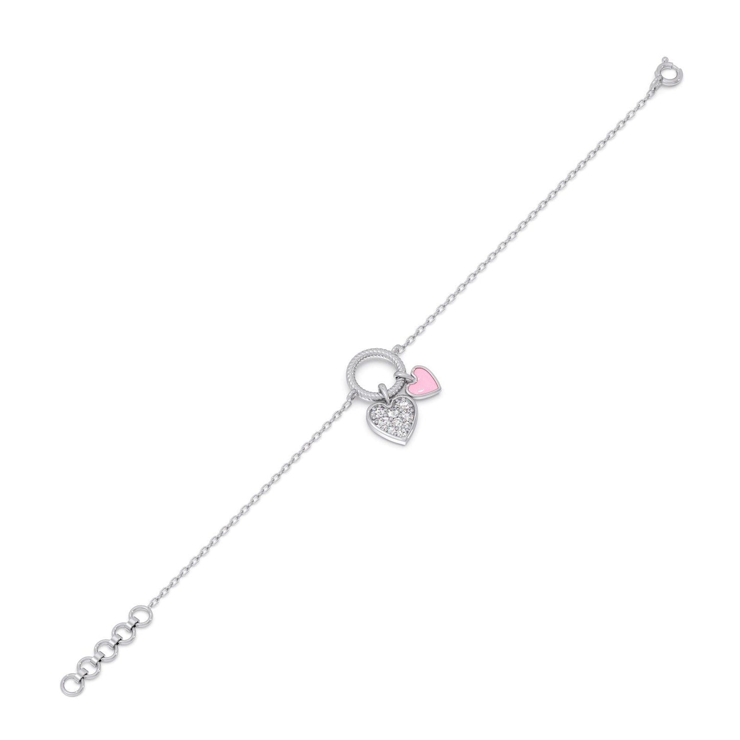 Twinkling Twin Hearts Diamond Kids Bracelet