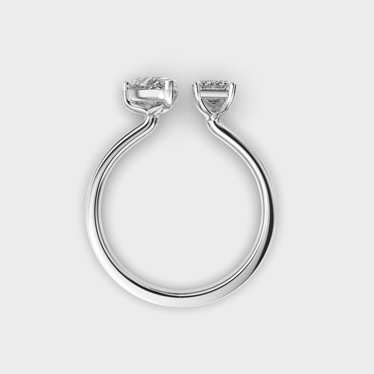 Toi Et Moi Emerald & Pear Diamond Ring - View 9